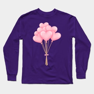 Bouquet of Pink HEARTS Balloons Long Sleeve T-Shirt